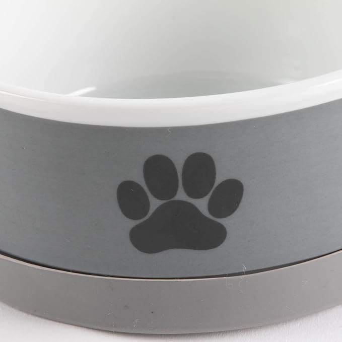Bone Dry Ceramic Bone & Paw Pet Collection, Dishwasher Safe, Large Bowl, 7.5x2.4, Gray, 2 Count