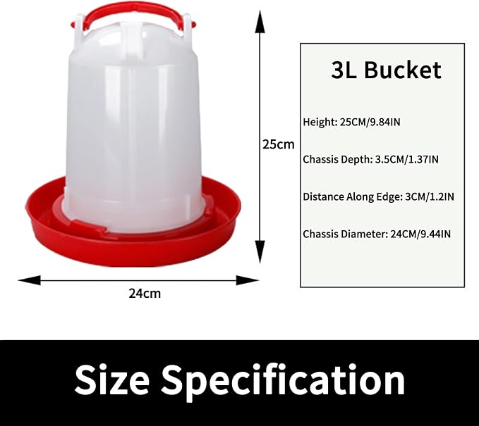 Poultry & Bird Water Dispenser 3L, 2-Pack – Easy to Refill Hanging Chicken Waterer for Ducks, Quail, and Small Birds