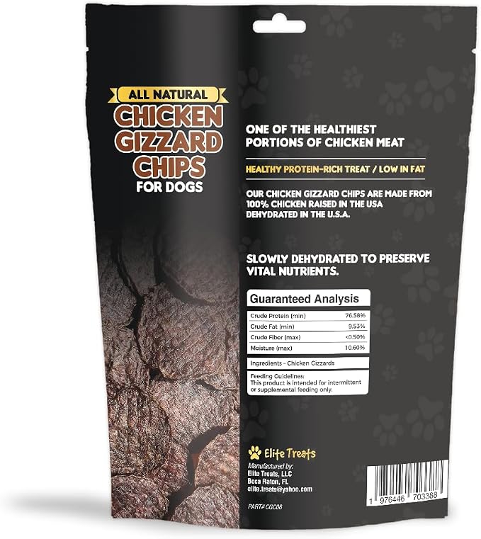 Chicken Gizzard Chips: Dogs All Natural Training Treats | Made in USA | Single Ingredient | Healthy Treats | for Puppies, Small, Medium & Large Breeds (Chicken Gizzard Chips 6 oz)