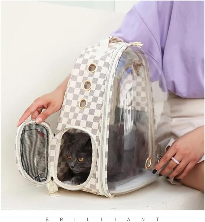 Quality Carrier Bag Cat Portable Pet Carrier Designer Dog Cat Travel Bag Fashion Pet Backpack(Cartoon Beige)
