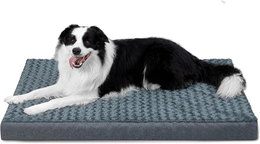 KHONSU PET Dog Bed Mat Plush 3in Orthopedic Pad for Large Dogs up to 65 lbs Large Waterproof Removable Cover Machine Washable for Large Dogs