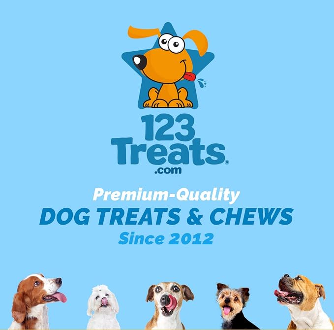 123 Treats Beef Tendon Chews for Dogs – 7-9 inches Beef Strap Chew Sticks, High in Protein, 100% Natural, Grain & Gluten-Free Dog Treats, Great for Dental Health (25 Count)