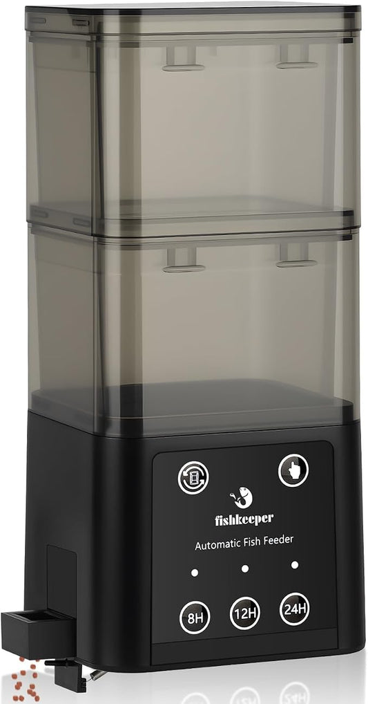 fishkeeper Automatic Fish Feeder for Aquarium - 520ML Large Capacity Adjustable Fish Feeder Automatic Dispenser with Timer for Vacation, Weekend or Daily Use, Three Fixed Methods