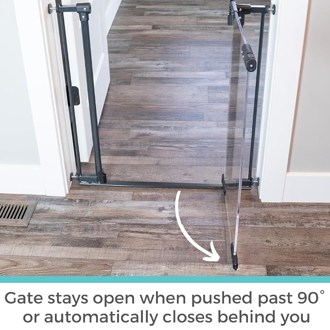 Toddleroo by North States - StepSafe Clear Walk-Thru Baby Gate: Metal Baby Gate with Clear Door - Adjustable Safety Gate for Kids - 29 to 38 Inches Wide - 30 Inches Tall - Black