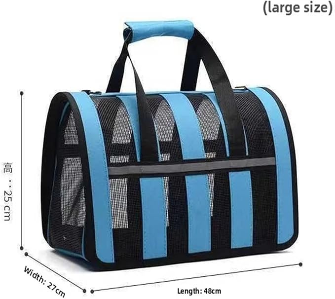 Handheld Foldable Single-Shoulder Dog Bag Large Capacity Cat Four-Season Outdoor Pet Mesh Breathable Portable Backpack(Green,L)