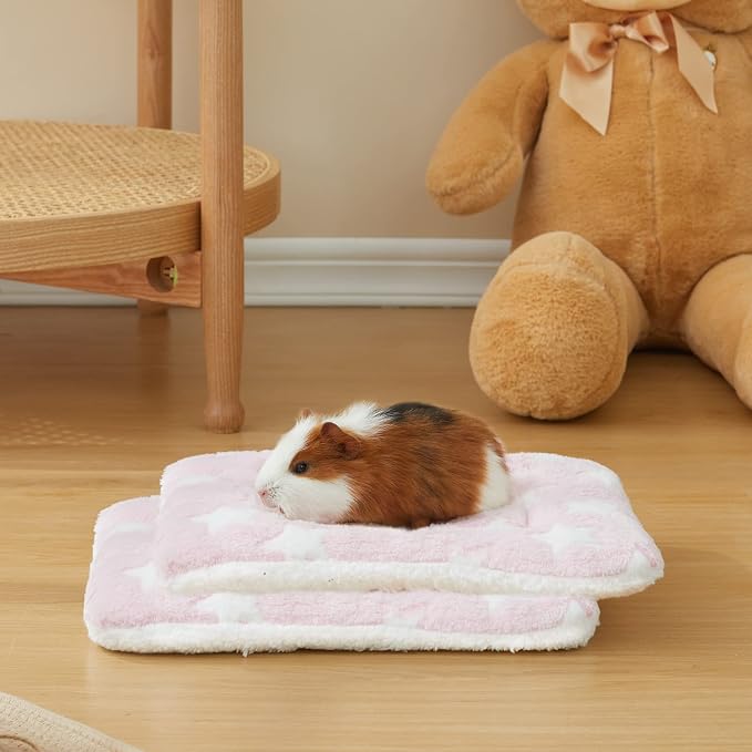 2 Pcs Guinea Pig Bed Mat Washable, Rabbit Winter Bed Pad for Indoor, Warm Small Animal Bed Mattres & Rabbit Pee Pads, Pet Toilet/ Potty Training Pads, Super Absorbent Guinea Pig Disposable Diaper