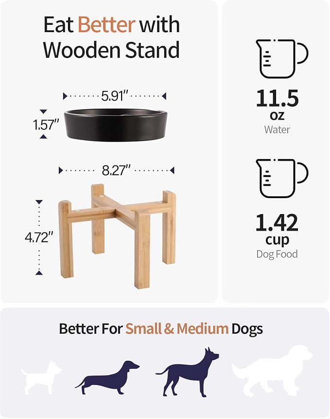 Black Ceramic Slow Feeder Dog Bowl for Small and Medium Breed,Elevated/Raised 6.1 in Slow Feeding Bowl,Puzzle Dog Food Bowl for Fast Eater,Maze Dish for Fast Eater
