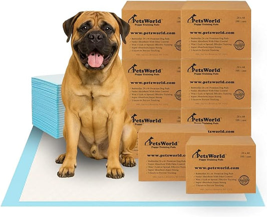 PetsWorld 2XL Dog Pee Pads 28"x44" 800 Count – Extra Large Pet Pee Pads for Dogs & Puppies, Heavy Duty Leak-Proof Dog Training Pads, Super Absorbent Quick-Dry Potty Pads with Odor Control