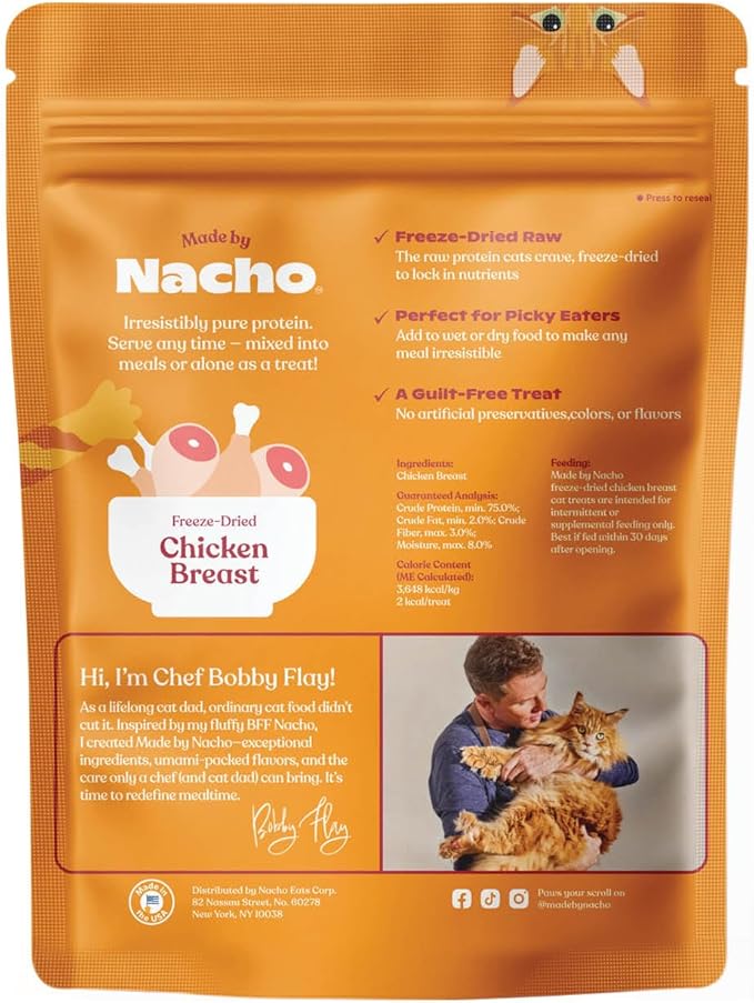 Made by Nacho Freeze-Dried Chicken Breast Meal Topper, Mixer or Treat 3.5oz | High Protein, Pure Chicken Ingredients | Premium Cage-Free Chicken Breast | Crunchy Texture (Pack of 2)