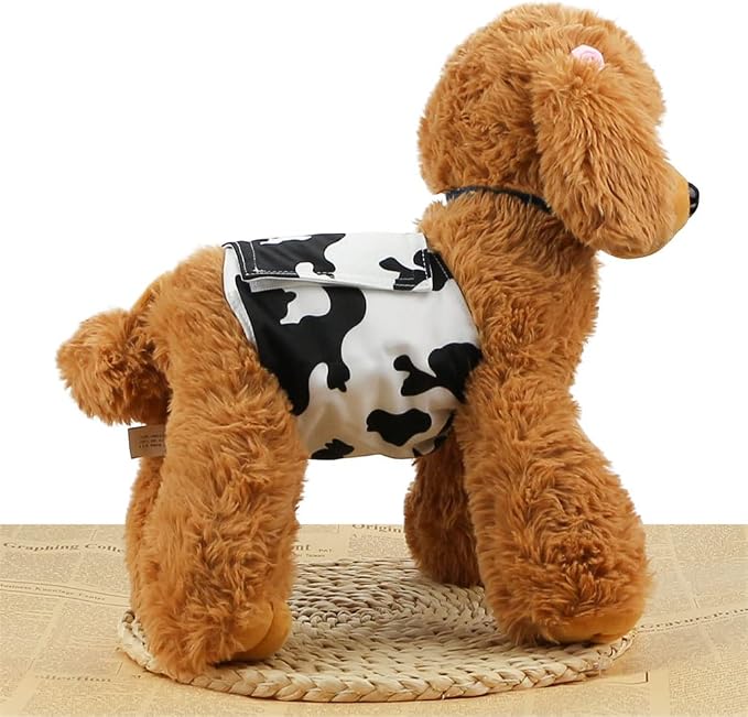 Male Dog Diapers Washable Dog Belly Bands Reusable Doggie Wraps - Pack of 3 (Cow, X-Large(21''-27''))