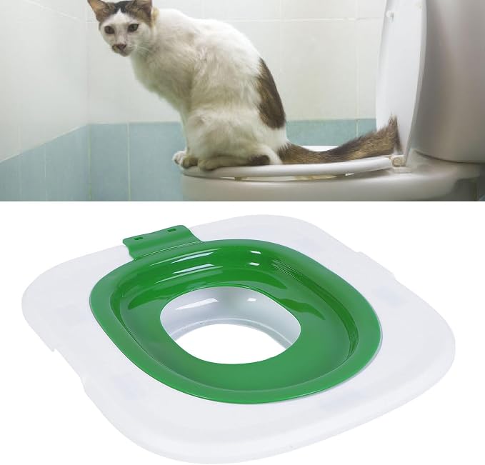 Upgraded Cat Toilet Trainer Kit, Universal Reusable Cat Potty Toilet Training Kit, Removable Cat Toilet Training Kit, Toilet Litter Box Trainer for Home Pet Care (Green)