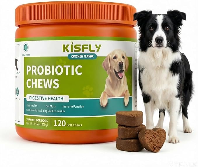 Dog Probiotics 2 Billion CFU & 6 Strains - Advanced Digestive Support with Bacillus Subtilis - Soft Chews for Gut Health, Bloating & Healthy Stool - Daily Supplement for All Breeds
