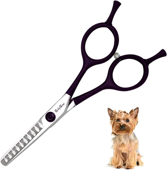 4.5in Small Professional Dog Grooming Scissors Chunker, VG10 Steel Sharp, 10 Teeth Cat Pet Shears, with Comfortable Non-slip Handle & Safety Blunt Tip, Dog Shears for Face and Paws, Thinning Rate 60%