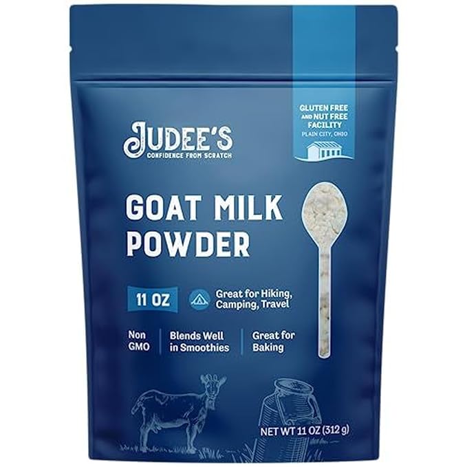 Judee’s Goat Milk Powder 11 oz - Blends Well in Smoothies and Great for Baking - Convenient for Travel, Hiking, and Camping - Non-GMO, Gluten-Free and Nut-Free