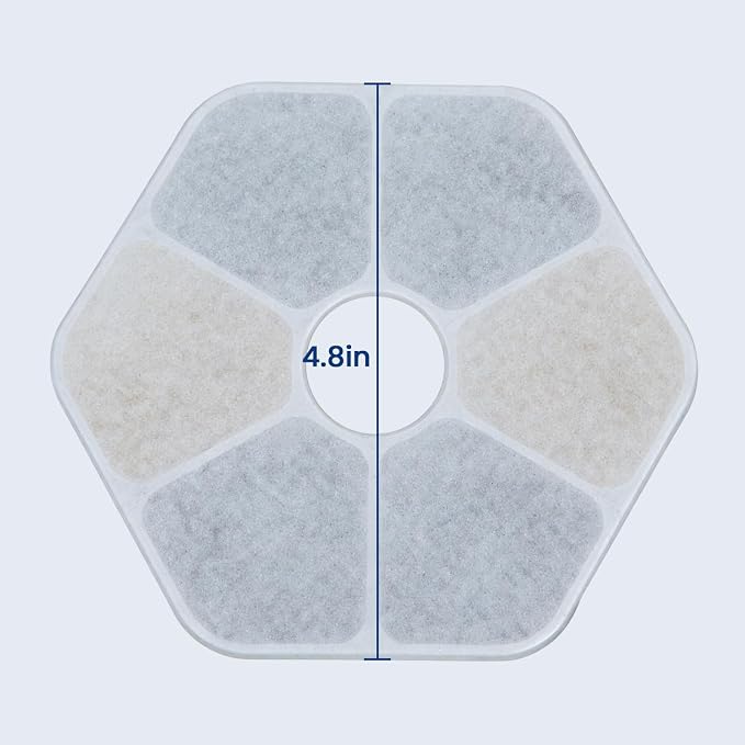 Cat Fountain Replacement Filter, 6 Pack Filters with 6 Pump Sponges for 2.2L/74oz Cat Water Fountain, Multi-Stage Filtration Pet Water Dispenser Filter, Flower Pet Fountain Filter