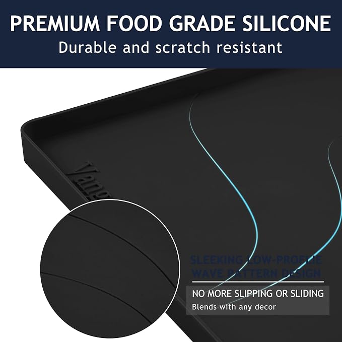 Heavy Duty Silicone Under Sink Mats for Kitchen Waterproof 37" x 22", Extra Thick Under Sink Rubber Mat Drip Tray, Raised Edge Under Sink Liner,Prevent Drips, Leaks, Spills,Black