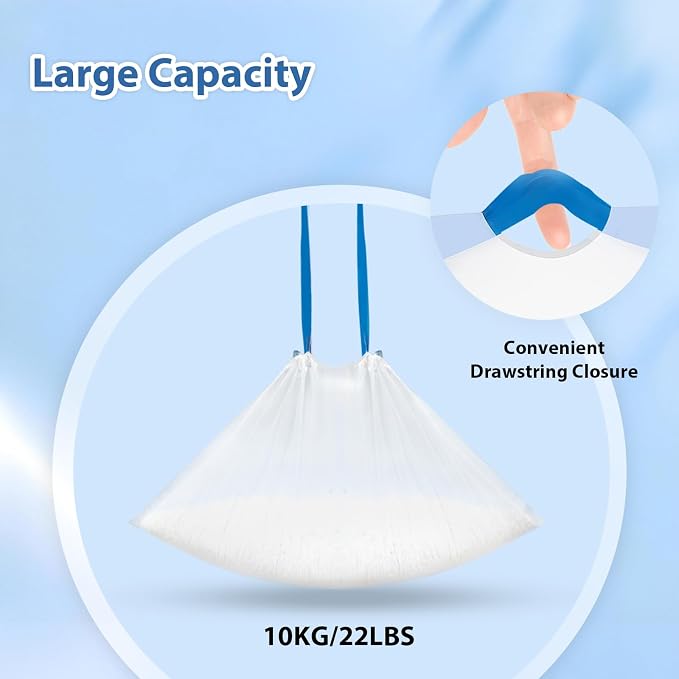 120 Count Drawstring Cat Litter Bags Compatible with PetCova & DuckSky,Thick Automatic & Self Cleaning Litter Box Liners,Tear-Resistant Cat Litter Liner,Heavy Duty,Leak-Proof