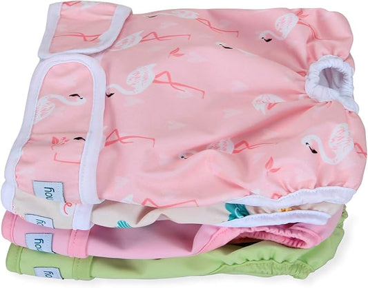 Teamoy Female Dog Diapers for Heat 4-Pack, Reusable Dog Period Diaper Wraps for Incontinence, Training & Housebreaking,L2