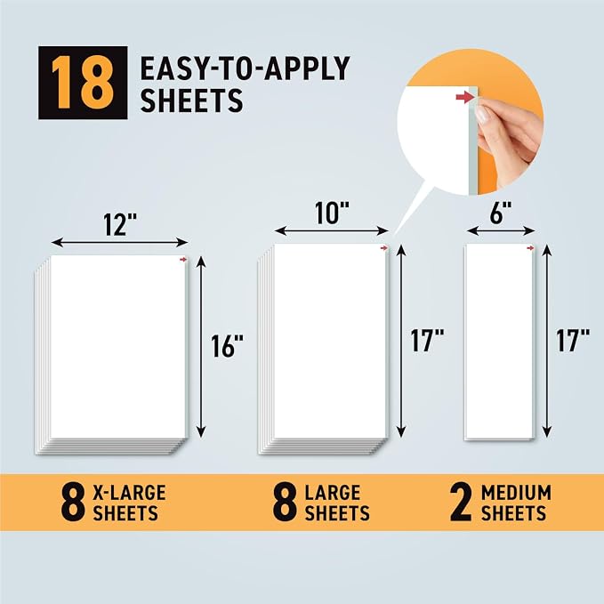 Cat Scratch Deterrent Tape – 18 XL Clear Double-Sided Sticky Sheets to Protect Furniture from Cats – Pet-Safe, Transparent Anti-Scratch Adhesive for Couch, Sofa, Doors & More