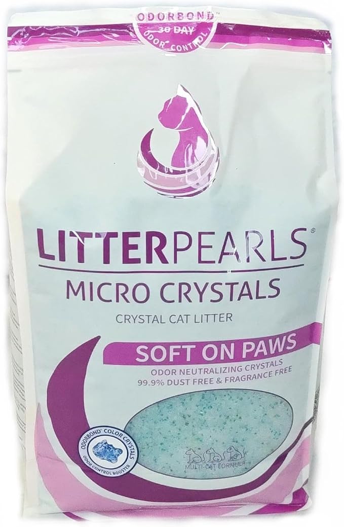 Litter Pearls Micro Crystals Unscented Non-Clumping Crystal Cat Litter with Odorbond, 10.5 Pounds