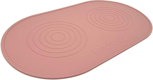 KindTail Dog & Cat Food Mat - Waterproof, Food-Grade Silicone Pet Placemat for Feeding & Water Bowls - Raised Edges Protect Floors - Non-Slip Grip - Dishwasher Safe - 19 x 11 Inches, Pink