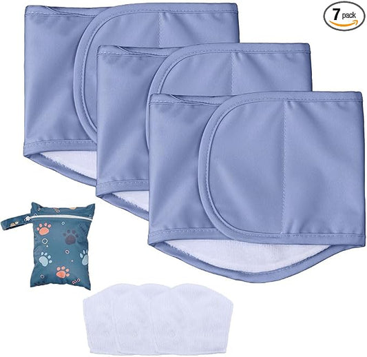 AIO Male Belly Bands for Dogs - Dog Diapers Male -Belly Bands for Male Dogs- High Absorbing Dog Wraps Washable - Reusable Small Doggy Doggie Puppy Dog Diapers