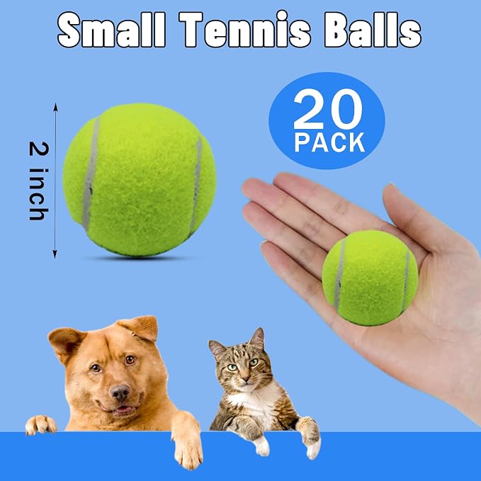 Magicorange Small Tennis Balls, 20 Pack 2 inch Tennis Balls for Dogs, Colorful Easy Catching Pet Dog Playing Ball with Mesh Bag for Easy Transport(Multicolor,20 Pack)