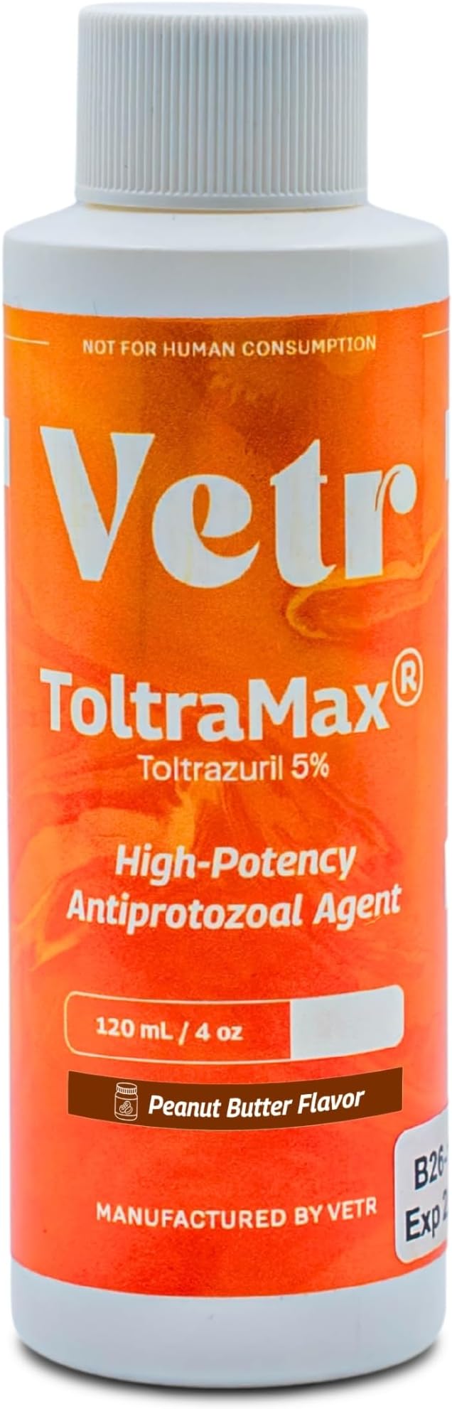 Toltrazuril 5.0% for Horses, Dogs, Cats, 120mL/4 Ounce, for Non-Food Chain Animals, Peanut Butter