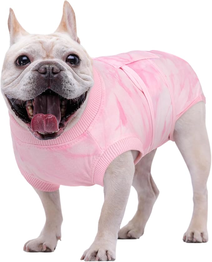 Kuoser Dog Surgery Recovery Suit, Anti Licking Surgical Suit for Dogs Male Neuter, Soft Dog Surgery Suit Female Spay Subsititute E-Collar Cone, Doggie Body Suits After Surgery Pink Tie Dye XS