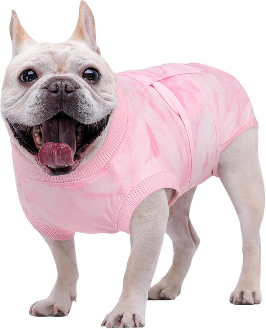 Kuoser Dog Surgery Recovery Suit, Anti Licking Surgical Suit for Dogs Male Neuter, Soft Dog Surgery Suit Female Spay Subsititute E-Collar Cone, Doggie Body Suits After Surgery Pink Tie Dye S