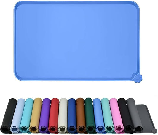 Reopet Silicone Pet Feeding Mat - Waterproof & Non-Slip Dog Cat Placemat | High Raised Edges Prevent Food & Water Spills to Protect Floors, Easy to Clean, Fit for Dog Cat Bowls