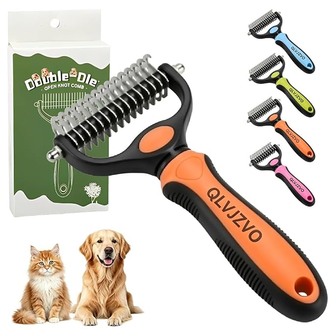 Pet Grooming Tool for Dogs and Cats, Dual-Sided Pet Comb, Professional Deshedding Tool, Pets Hair Remover Shedding, Long Haired Dog Brushes, Undercoat Combs Supplies, Cat Brush Rake