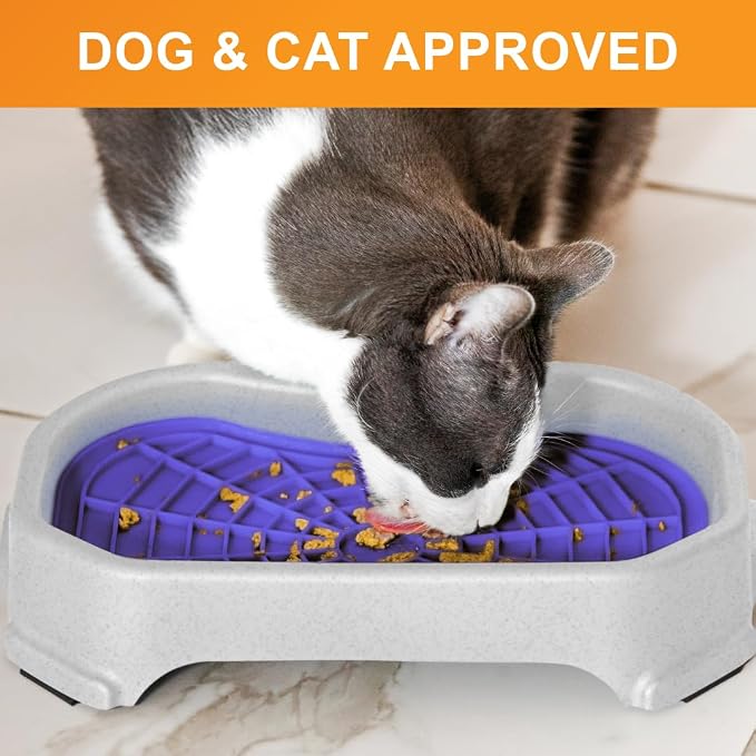Neater Pets Neat-LIK Dog Lick Mat w/Mess-Proof Tray, Lick Mat for Dogs, Cats, Puppy, Reduces Anxiety & Boredom, Peanut Butter Slow Feeder, Interactive Treat Licking Pad (Purple/Vanilla Bean)