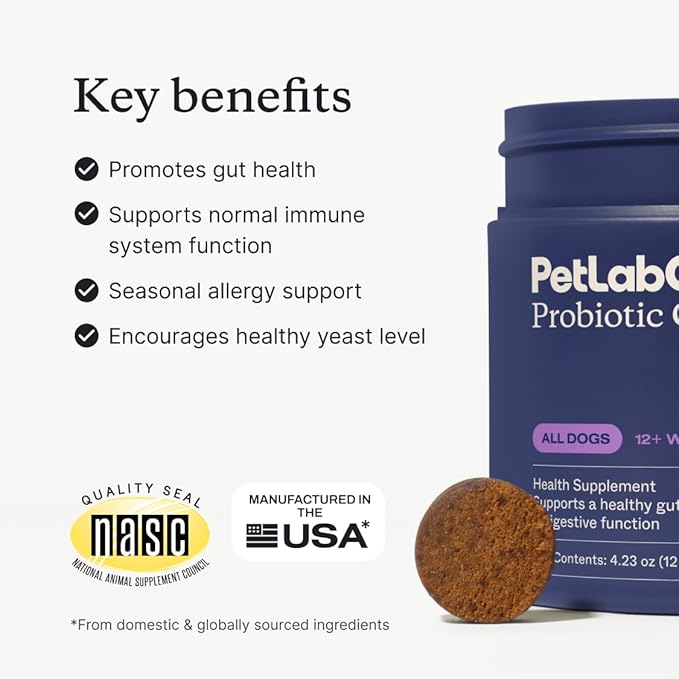 PetLab Co. Probiotics for Dogs, Support Gut Health, Occasional Diarrhea, Digestive Health & Seasonal Allergies - Salmon Flavor - Packaging May Vary - 30 Soft Chews