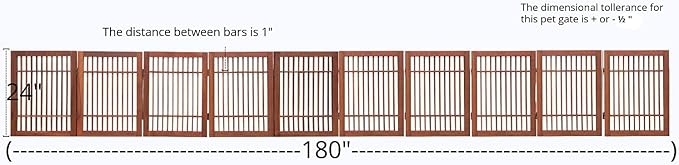 Urnporium Freestanding Wooden Dog Gate Foldable Indoor Pet Gate No Drill Expandable Barrier for Doorways Stairs Hallway Portable Wood Fence for Small Dogs & Puppies (Brown Pet Gate, 10 Panel 24" Tall)