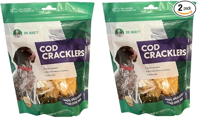 Dr. Marty Cod Cracklers Freeze Dried Dog Treats 4 oz (2 Pack)