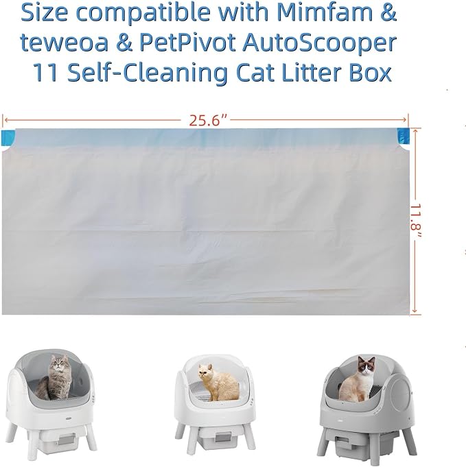 Pet pivot Litter Box Bags for Autoscooper 11 Automatic itter box, Tear-Resistant Leak-Proof Bags with Drawstring Closure (Heavy-Duty, Bulk Pack— 160 Count)