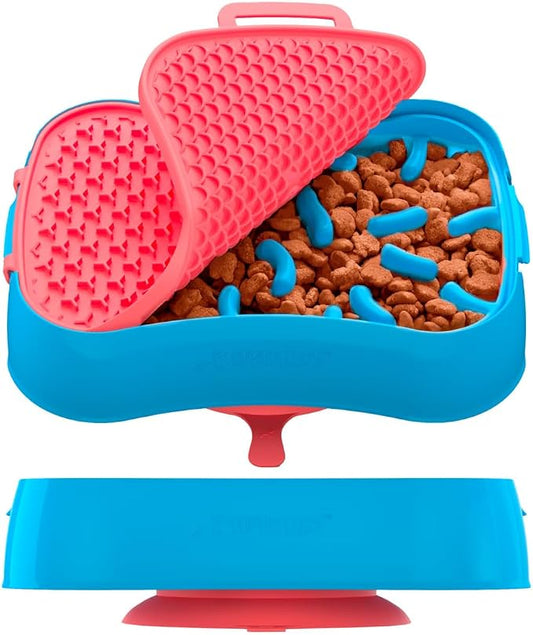 4-in-1 Slow Feeder Dog Bowl with Lick Mat – BPA-Free, Food Grade Silicone, Large Capacity for Large Dogs