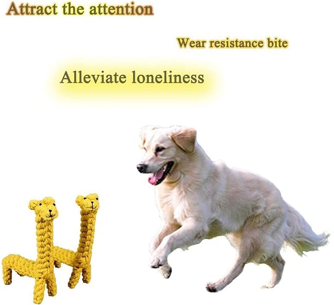 Dog Pet Puppy Chew Toys for Teething Boredom Dogs Rope Ball Knot Training Teeth Dogs Treats Toys for Small Middle Dog (Giraffe)