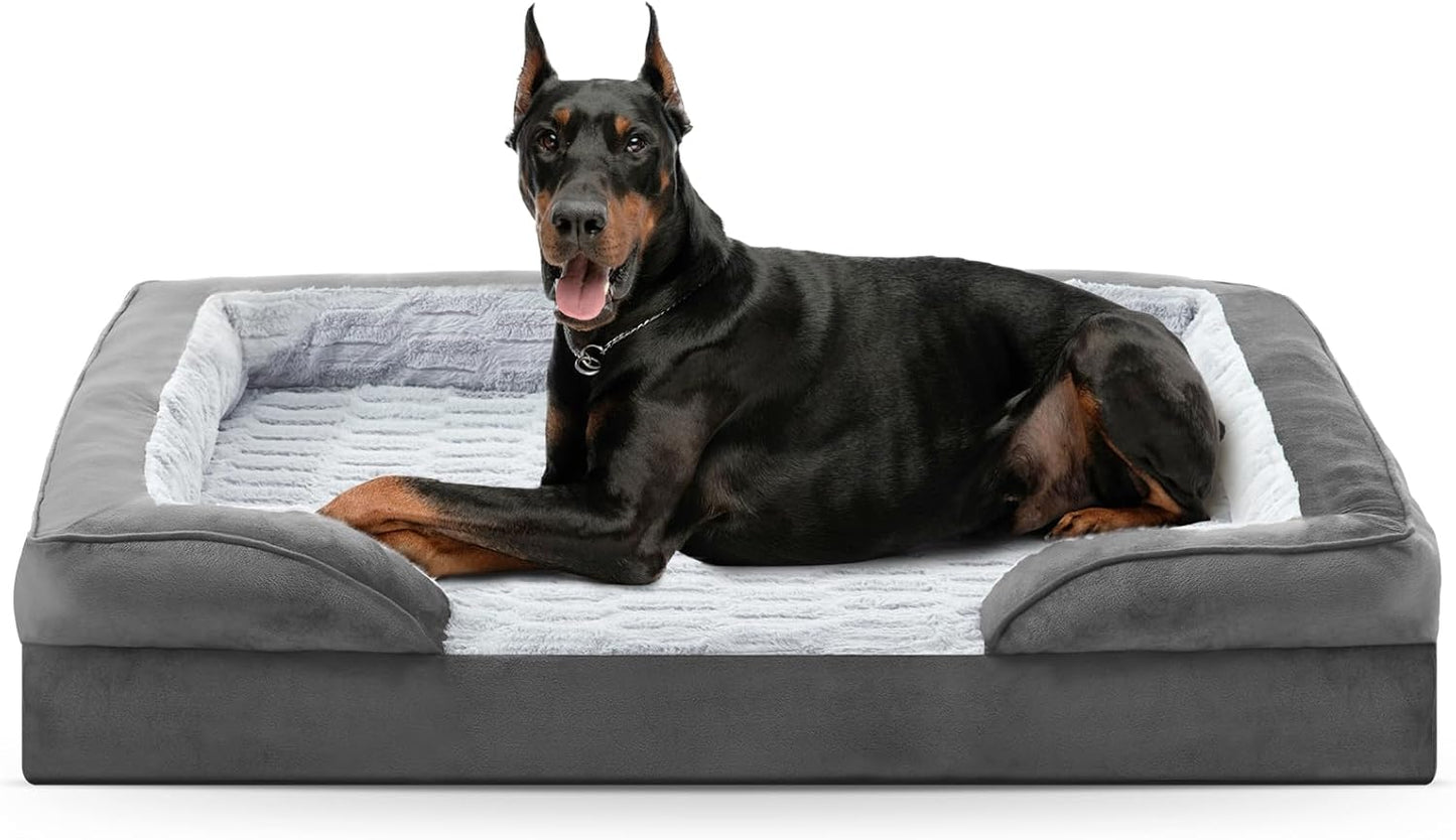 FURTIME Orthopedic Dog Bed for Extra Large Dogs - XL Waterproof Dog Sofa Bed, Ultra Comfy Supportive Foam Pet Bed with Removable Washable Cover, Jumbo Dog Bed with Nonskid Bottom
