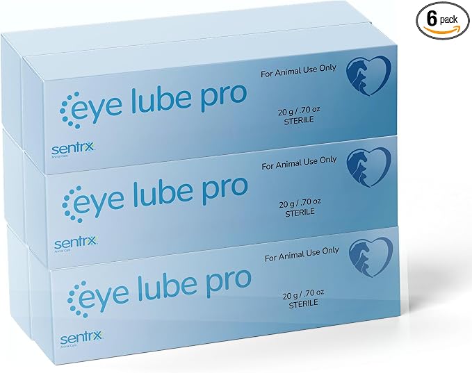 Sentrx - Eye Lube Pro Eye Drops for Dogs, Cats, and Horses, Hydrating Gel Eye Drops with Hyaluronic Acid and Carbomer Lubrication, for Dryness, Itching, and Irritation, 20g, 6 Pack