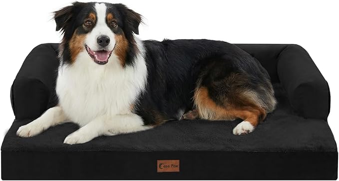 Orthopedic Dog Beds for Medium Sized Dogs, Waterproof Egg Crate Foam Medium Dog Couch Beds for Crate 35x22Inch, Washable Pet Beds with Removable Cover and Nonskid Bottom, Black
