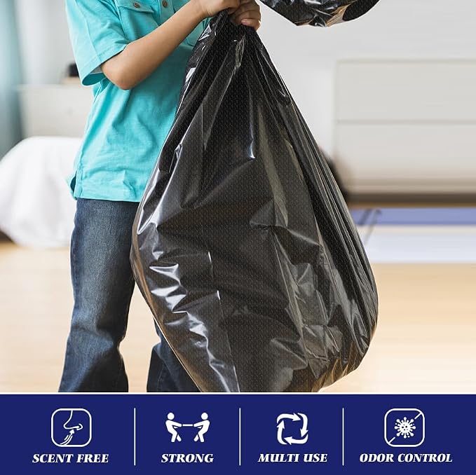 Teivio Black Large Trash Bags 30-33 Gallon 100 Count | Large Multipurpose | Fit 23,25,30,33 gallon Garbage Bin Liner | Kitchen | Lawn And Leaf Bags Outdoor Yard Waste Bag | Workshops Trash