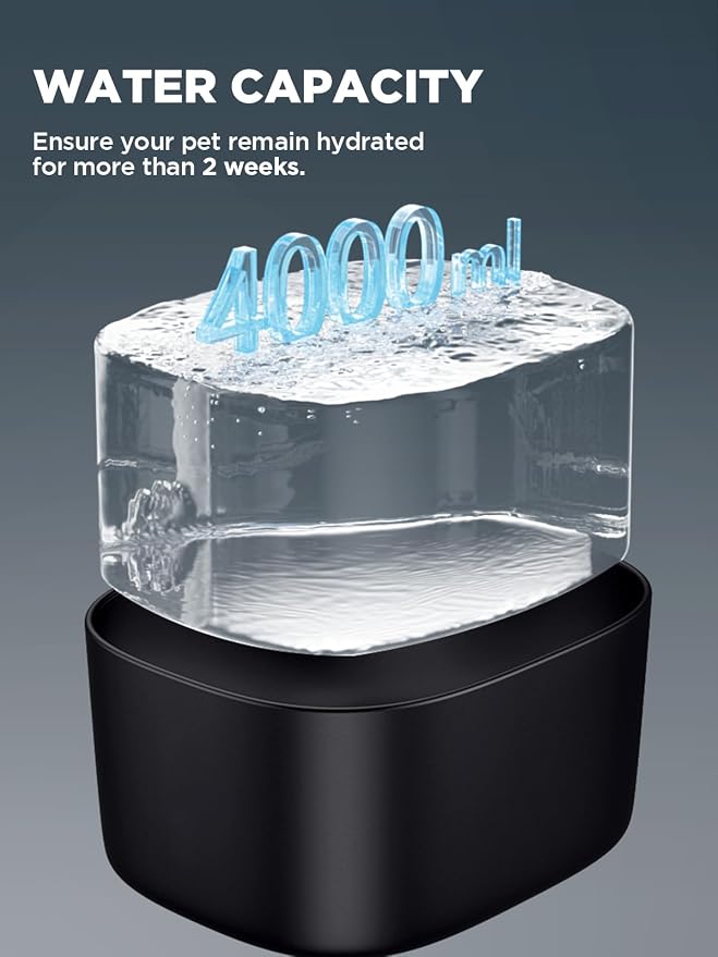 FEELNEEDY Wireless Cat Water Fountain, 4L Pet Water Fountain for Cats and Dogs with 8 Pack Filter Replacement