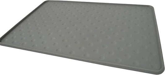 PetFusion Toughgrip Large Plus Dog Food Mat [Just The Right Size Before Getting Too Big @ 27.5 x 17.5]. Waterproof, Extra Tough FDA Grade Silicone, Grey