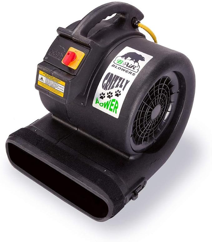 B-Air Grizzly Gp-1 1 HP 3550 CFM Air Grizzly Mover Carpet Dryer Floor Fan for Water Damage Restoration Equipment & Pet Cage Dryer Black