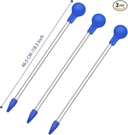 Aquarium Choice Coral Feeder Long Syringe Tube Liquid Fertilizer Feeder SPS HPS Marine Reef Coral Feeder Tool Fish Excreta Cleaner (3 Units 46.5CM/18.3 Inch)