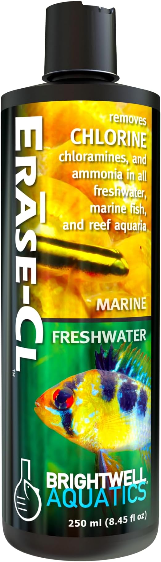 Brightwell Aquatics Erāse-Cl Aquarium Water Conditioner & Detox, 250 ml