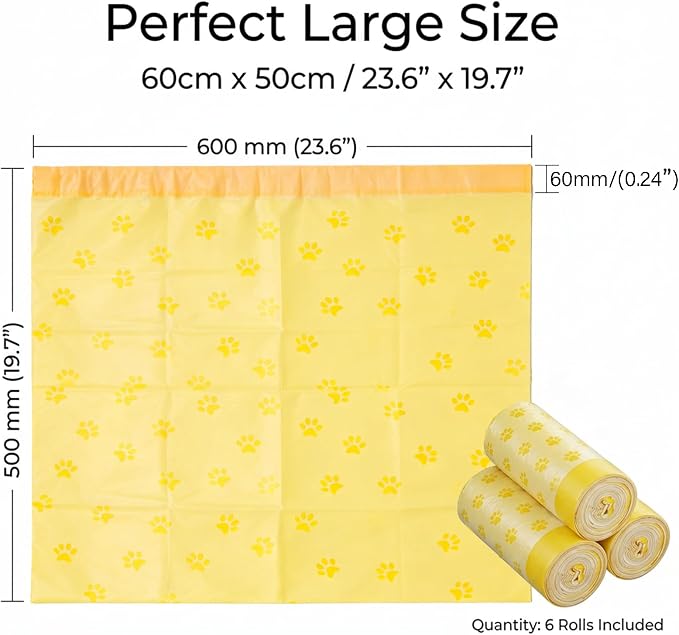 Extra Large Cat Litter Box Liners 120 Count (6 Rolls), Drawstring Cat Litter Bags for Automatic Litter Box, Leakproof & Odorless for Multi-Cat Household, Cats and Dogs 23.6" x 19.7"