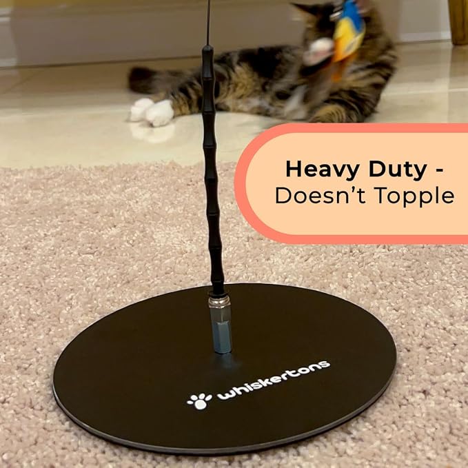 Whiskertons Interactive Bird Simulation Cat Toy Set, Interactive Cat Toys for Indoor Cats, Cat Feather Toy, Self-Holding Suction Base, 5 Replacement Birds, Feathers & Bells (Standard Hybrid Bundle)